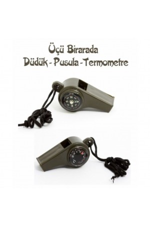 Pusulalı Termometreli Düdük - Survival Askılı Düdük&hellip;