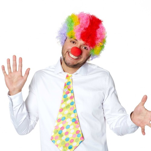 Rengarenk Kıvırcık Afro Bonus Peruk ve Kırmızı B Seti