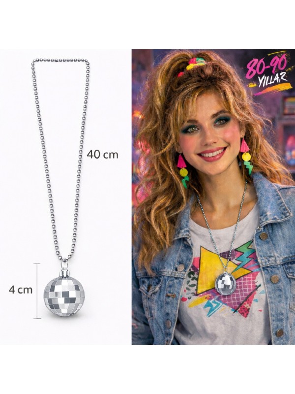 Retro Disko Topu Şekilli 80'ler 90'lar Gümüş Renk Plas… Retro Disko Topu Şekilli 80'ler 90'lar Gümüş Renk Plas…