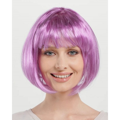 Rose Pembe Renk Düz Kesim Küt Parti Peruğu Kısa Takma