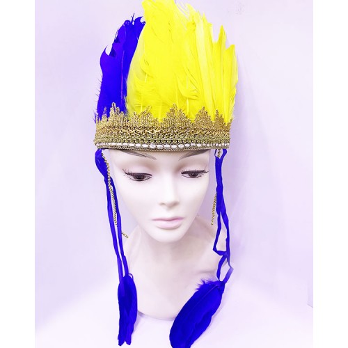 Sarı Lacivert Renk Tüylü Kızılderili Başlığı | Taraftar Başlığı Sarı Lacivert Renk Tüylü Kızılderili Başlığı | Taraftar Başlığı