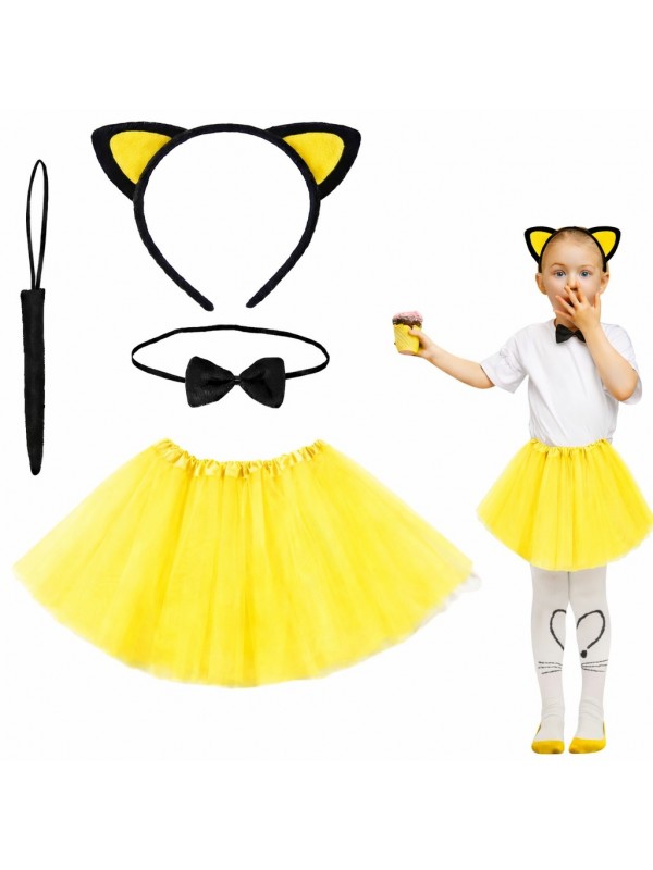 Sarı Renk Etekli Kedi Kostüm Seti (Tütü, Taç, Papyon, Kuyruk)&hellip;