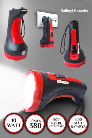 Şarjlı 10w Projektör Led El Feneri 2 Mod Aydınlatmalı Uzun Menzil Gü&hellip;