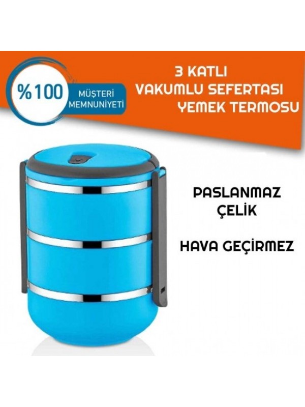 Sefer Tası Yemek Termosu Saklama Kabı Termosu 3lü - Mavi&hellip;