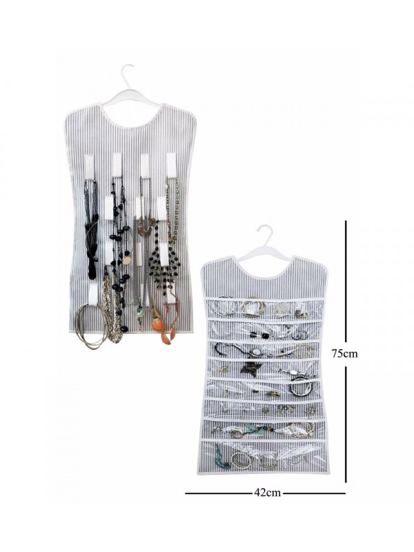 Siyah Çizgili Elbise Şeklinde Çift Taraflı Takı Organizeri… Siyah Çizgili Elbise Şeklinde Çift Taraflı Takı Organizeri…