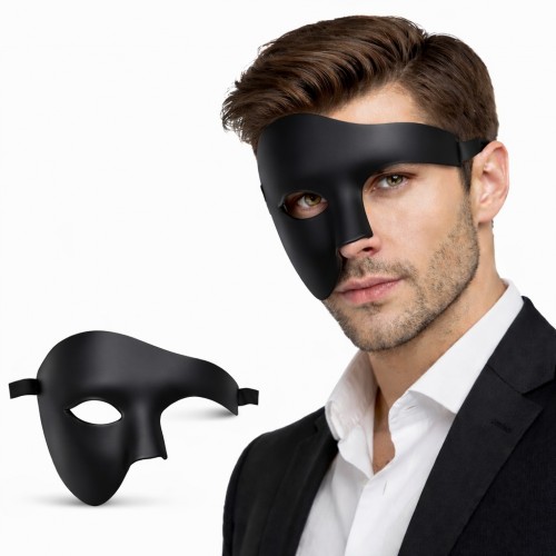 Siyah Yarım Erkek Maske – Phantom Parti & B Maskesi Siyah Yarım Erkek Maske – Phantom Parti & B Maskesi