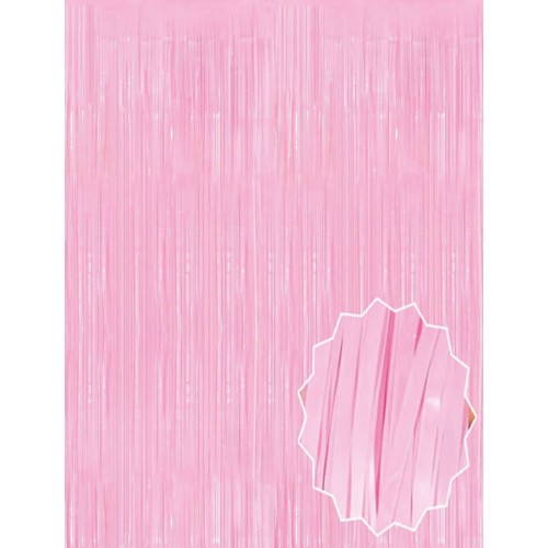 Soft Pembe Püsküllü Kapı Perdesi - Parti, Baby Shower, Cinsiyet Partisi 1x2 m