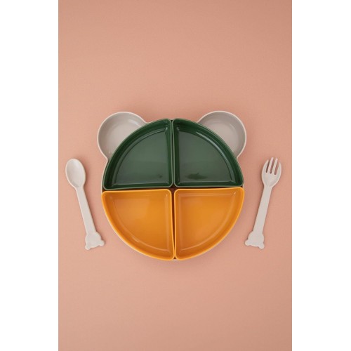 Tabldot Tabağı Çıkarılabilir Kaseli -Tepsili 4 Bölmeli Çatal Kaşıklı Ayıcık Beslenme Kabı Tabldot Tabağı Çıkarılabilir Kaseli -Tepsili 4 Bölmeli Çatal Kaşıklı Ayıcık Beslenme Kabı