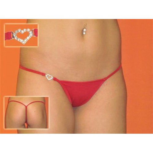 DH040901-RED Gümüş Kalp ve Taşlı Seksi Tanga