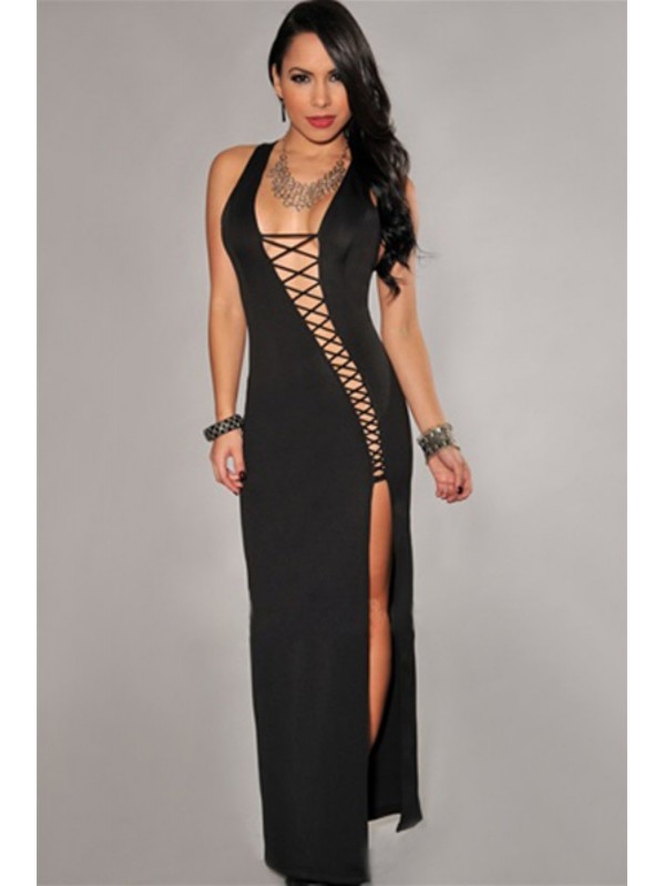 TP100839 Bağlamalı Seksi Uzun elbise&hellip;