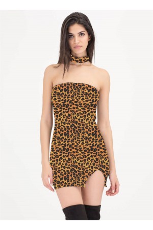 TP101427 Leopar Desenli Elbise&hellip;