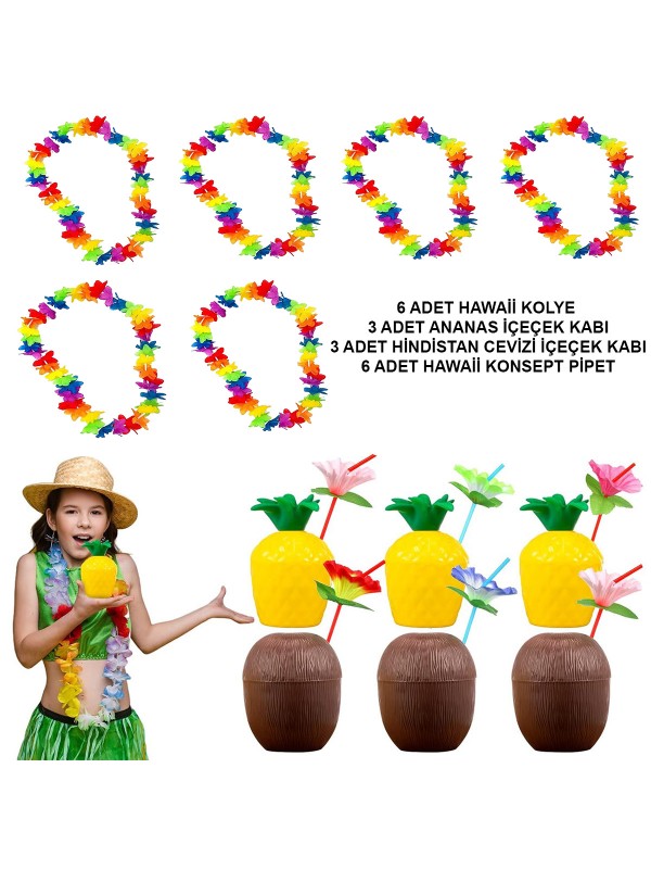 Tropikal Hawaii Parti Malzemeleri – Kolye, Pipet, Bardak Seti… Tropikal Hawaii Parti Malzemeleri – Kolye, Pipet, Bardak Seti…