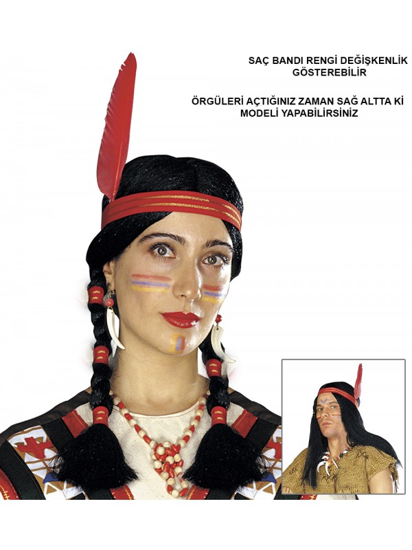 Tüylü Örgülü Hint Peruğu Kızılderili Peruğu&hellip;