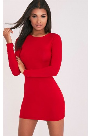 Uzun Kollu Mini Kırmızı Elbise&hellip;