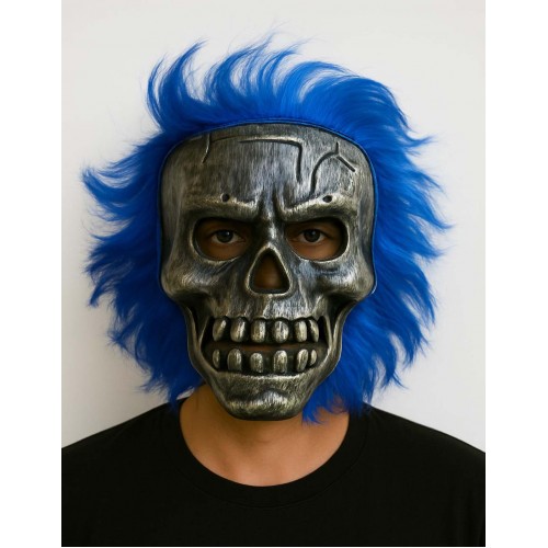Wild Skull - Gümüş Kafatası Mavi lı İskelet Maske