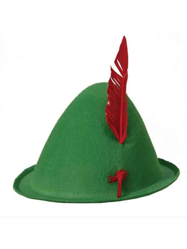 Yeşil Renk Kırmızı Tüylü Peter Pan Şapkası Robin Hood Şapkası 24&hellip;