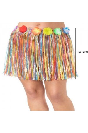 Yetişkin ve Çocuk Uyumlu Rengarenk Püsküllü Hawaii Luau Hula Etek 40 &hellip;