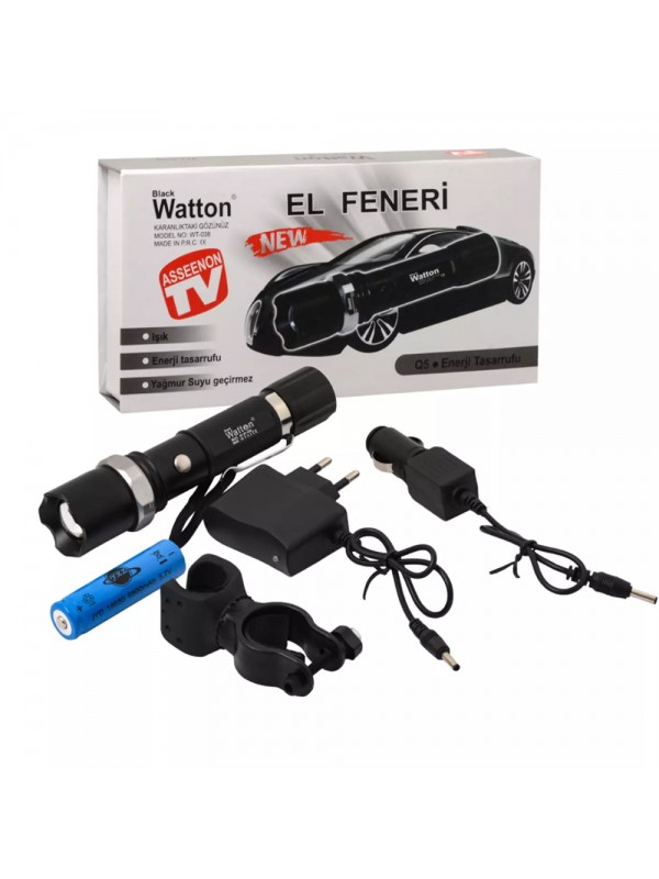Zoomlu Şarjlı EL Feneri En Uygun Fiyata Watton Wt-038&hellip;