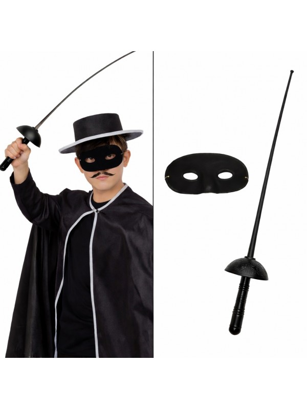 Zorro Kostüm Plastik Aksesuar Seti – Maske ve Kılıç (67 cm)&hellip;