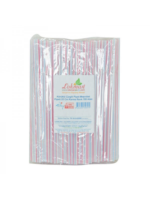 Körüklü Çizgili Pipet Ayran Kola Meşrubat Pipeti 22 Cm Renk 150 Adet… Körüklü Çizgili Pipet Ayran Kola Meşrubat Pipeti 22 Cm Renk 150 Adet…