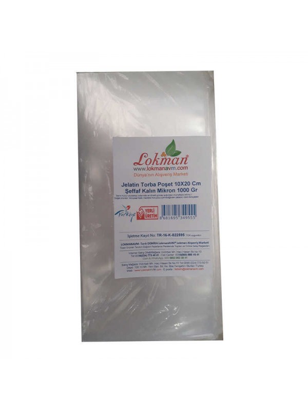 Jelatin Torba Poşet 10X20 Cm Şeffaf Kalın Mikron 1000 Gr 1 Paket&hellip;