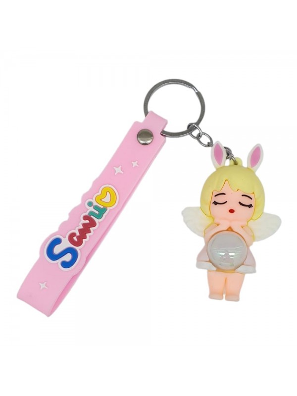 Figürlü ve Işıklı Silikon Anahtarlık -  Kız Figür - Beyaz&hellip;