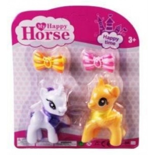 L-34-10 - PONY 2 Lİ FİGÜR SET TOKALI KARTELA BEYAZ