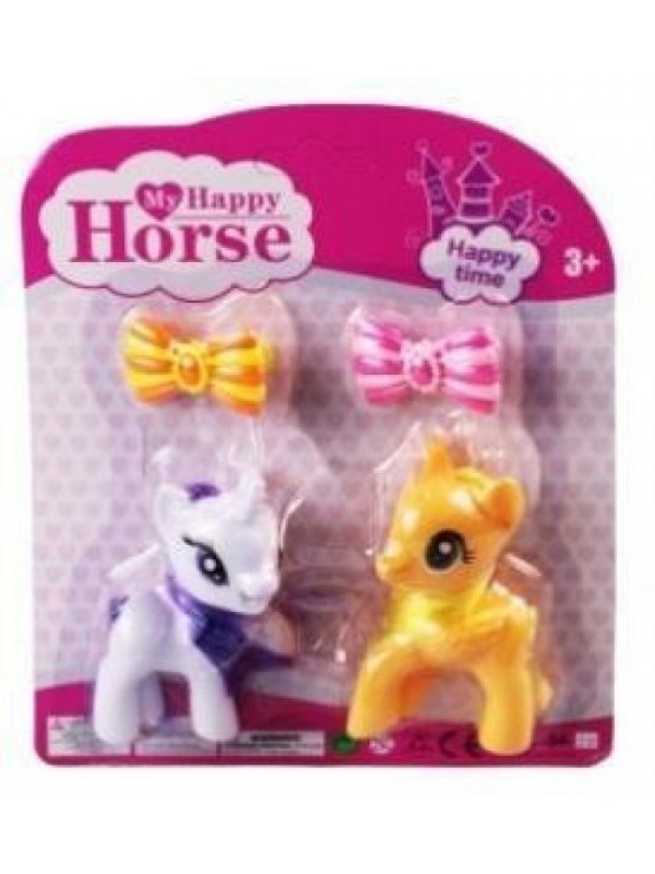 L-34-10 - PONY 2 Lİ FİGÜR SET TOKALI KARTELA BEYAZ&hellip;