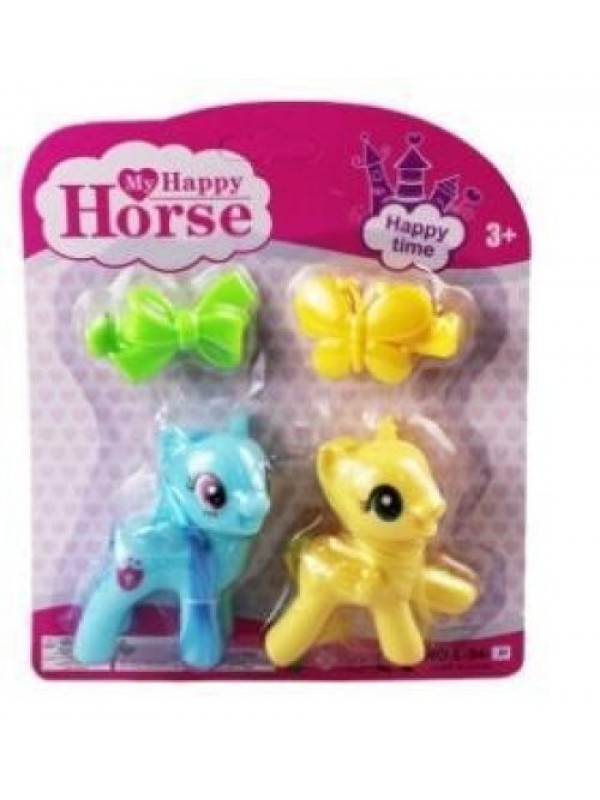 L-34-10 - PONY 2 Lİ FİGÜR SET TOKALI KARTELA MAVİ&hellip;