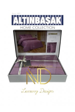 Jakarlı Saten Çift Kişilik Nev Takımı Perle Puce&hellip;