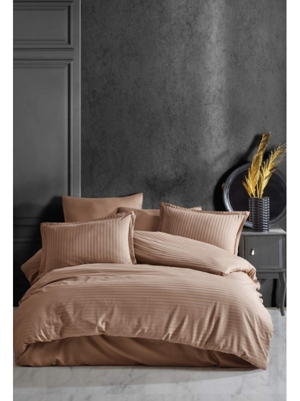 Çizgili Tek Kişilik Saten Nev Takımı Tarçın&hellip;