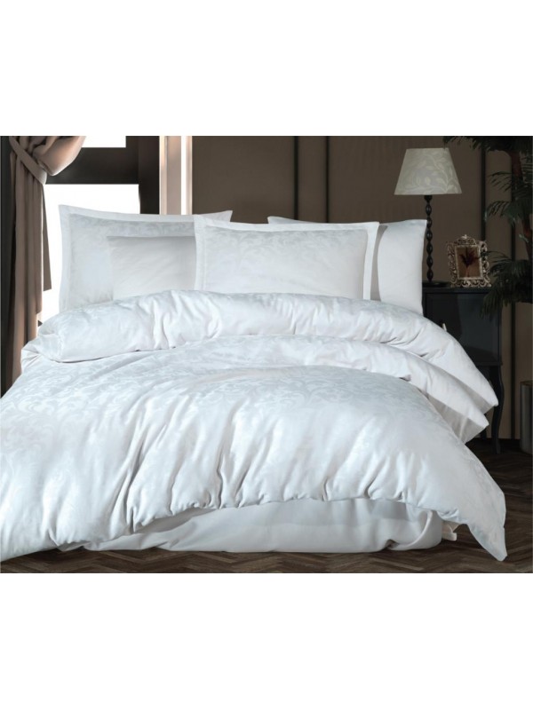 Exclusive Jakarlı Çift Kişilik Pamuk Saten Nev Takımı Pavaya v1 Beyaz&hellip;