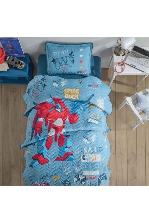 Tek Kişilik Yatak Örtüsü Game Over v1 Mavi&hellip;