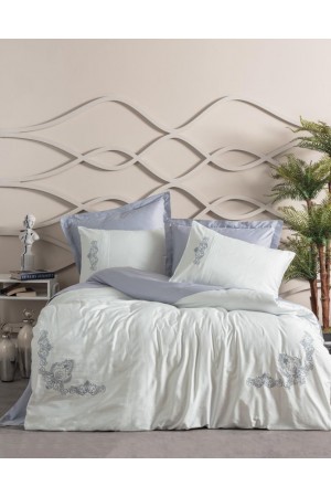 Nakışlı Çift Kişilik Saten Nev Takımı Bianna Gri&hellip;