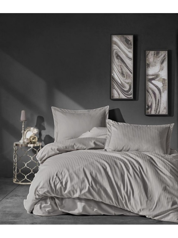 Çift Kişilik Saten Nev Takımı Elegante Stripe Bej&hellip;