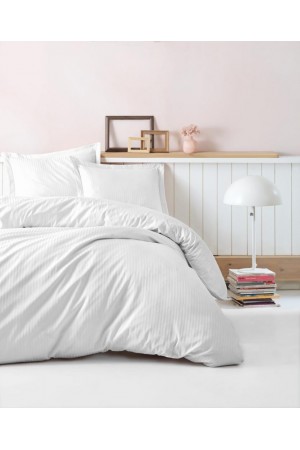 Çift Kişilik Saten Nev Takımı Elegante Stripe Beyaz&hellip;