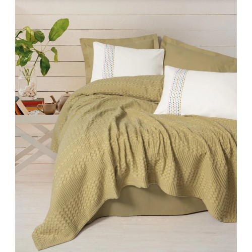 Aura Çift Kişilik Pike Takımı Pebble Hardal