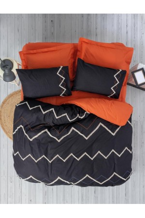 Puff Nakışlı Ranforce Çift Kişilik Nev Takımı Mirely Siyah Kiremit&hellip;