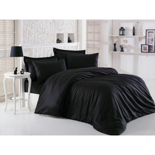Elegant Siyah Çift Kişilik Saten Nev Takımı