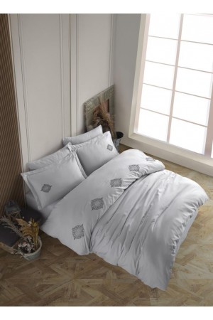 Çift Kişilik Poplin Premium Nakışlı Nev Azra Gri&hellip;
