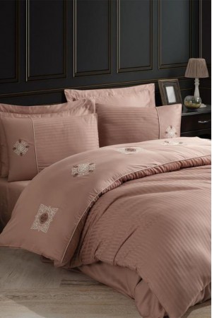 Elegant Nakışlı Pamuk Saten Çift Kişilik Nev Takımı Zeugma Kahve&hellip;