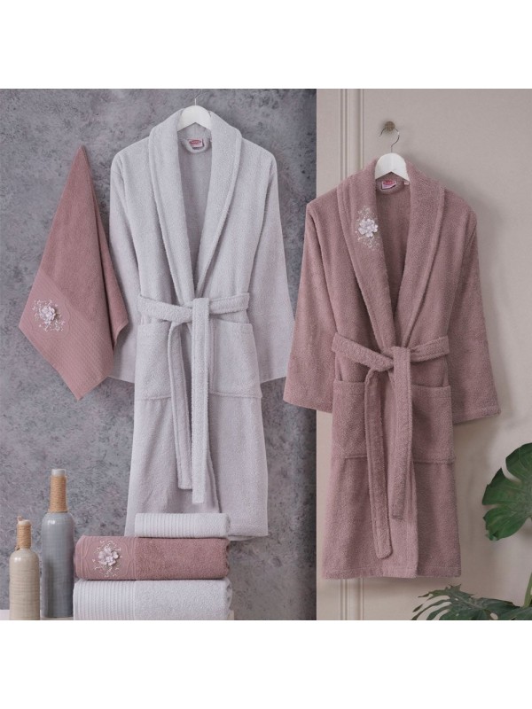 Line - Pamuklu Bornoz Seti - Gül A.Gri&hellip;