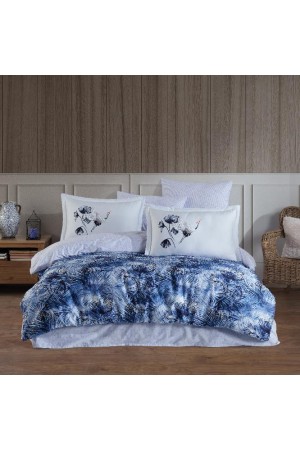 Premium Deluxe 300TC Çift Kişilik Saten Nev Takımı Lilian Mavi&hellip;