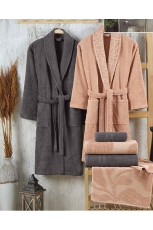 Puga Bornoz Seti Şeftali K.Gri&hellip;
