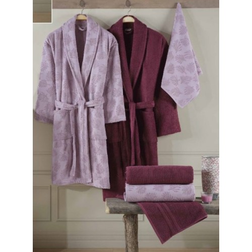 Talya Bornoz Seti Mürdüm Bordo