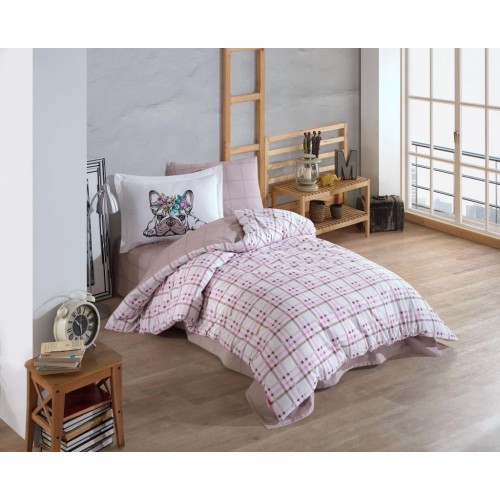 Tek Kişilik Poplin Nev Takımı Monart Pembe