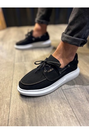 Yüksek Taban Mevsimlik Süet Ayakkabı  Siyah (Beyaz Taban)&hellip;