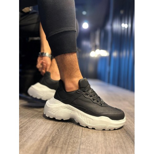 Yüksek Taban Günlük Ayakkabı N Siyah (Beyaz Taban)