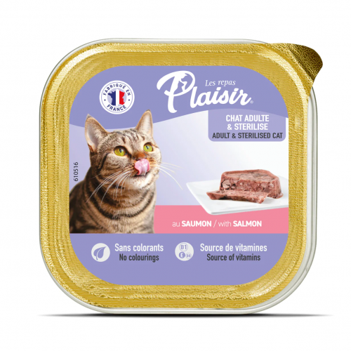 Plaisir Somon Balıklı Pate Kısırlaştırılmış ve Yetişkin Kedi Yaş sı 100 Gr