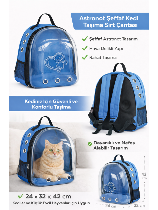 KP Kalpli Patili Astronot Şeffaf Taşıma Sırt Çantası Mavi 24x32x42 c&hellip;